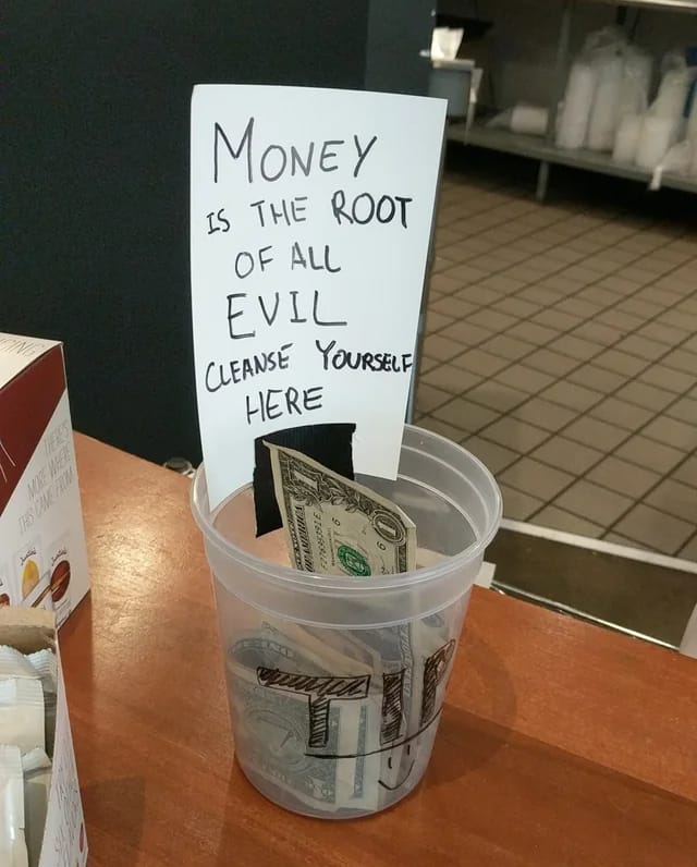 tip jar with money inside