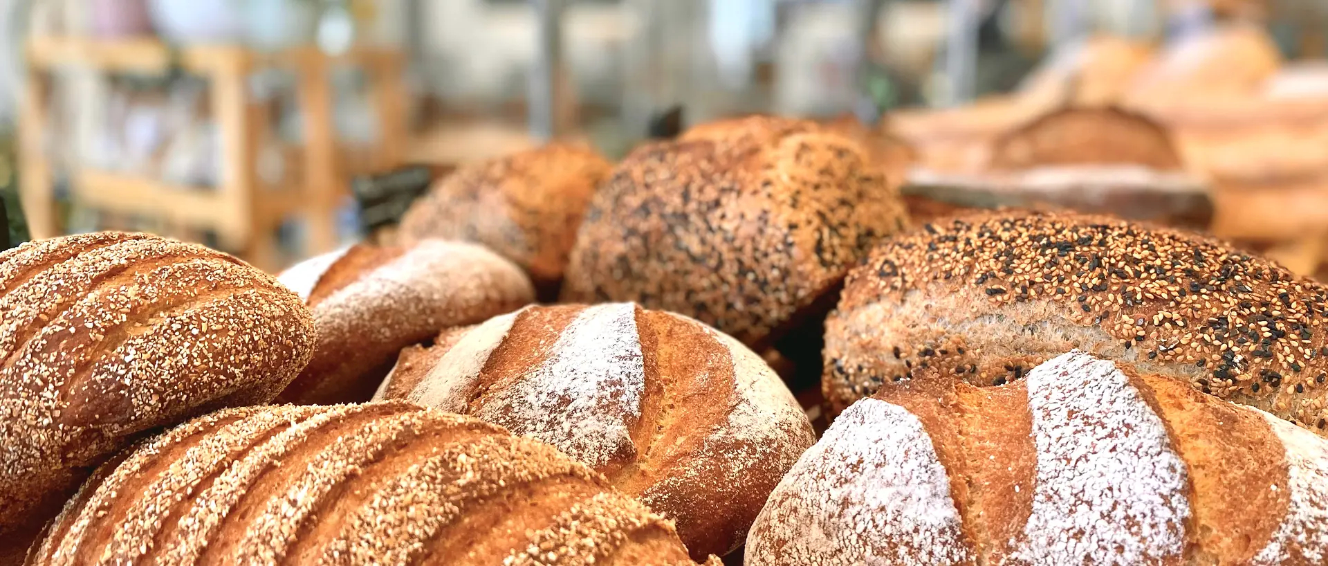 breads in a bakery