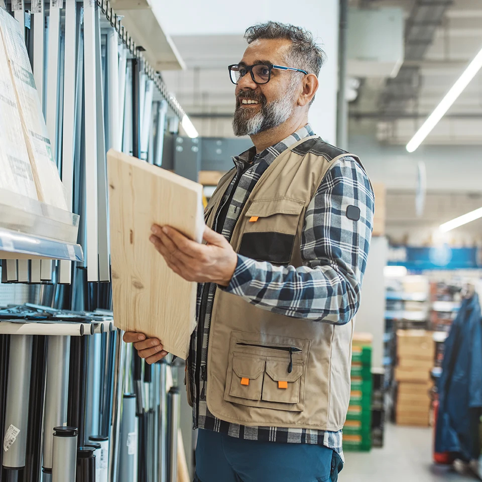 a hardware store employee validates the inventory